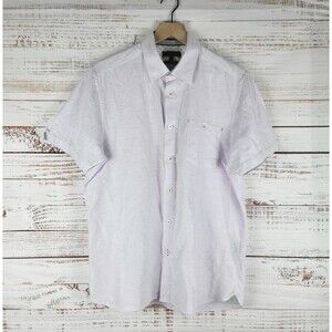 Ted Baker Button Up Shirt Size 4 Men's Lavender Short Sleeves Linen Cotton Blend